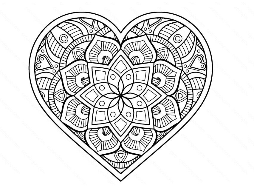 Dibujos de Mandala de corazón Normal para colorear