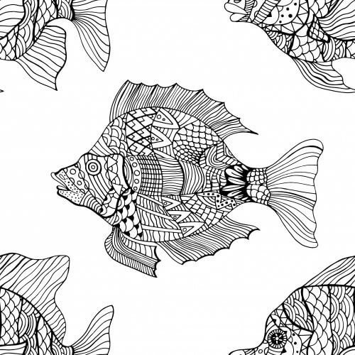 Dibujos de Mandala de pez Arcoiris para colorear