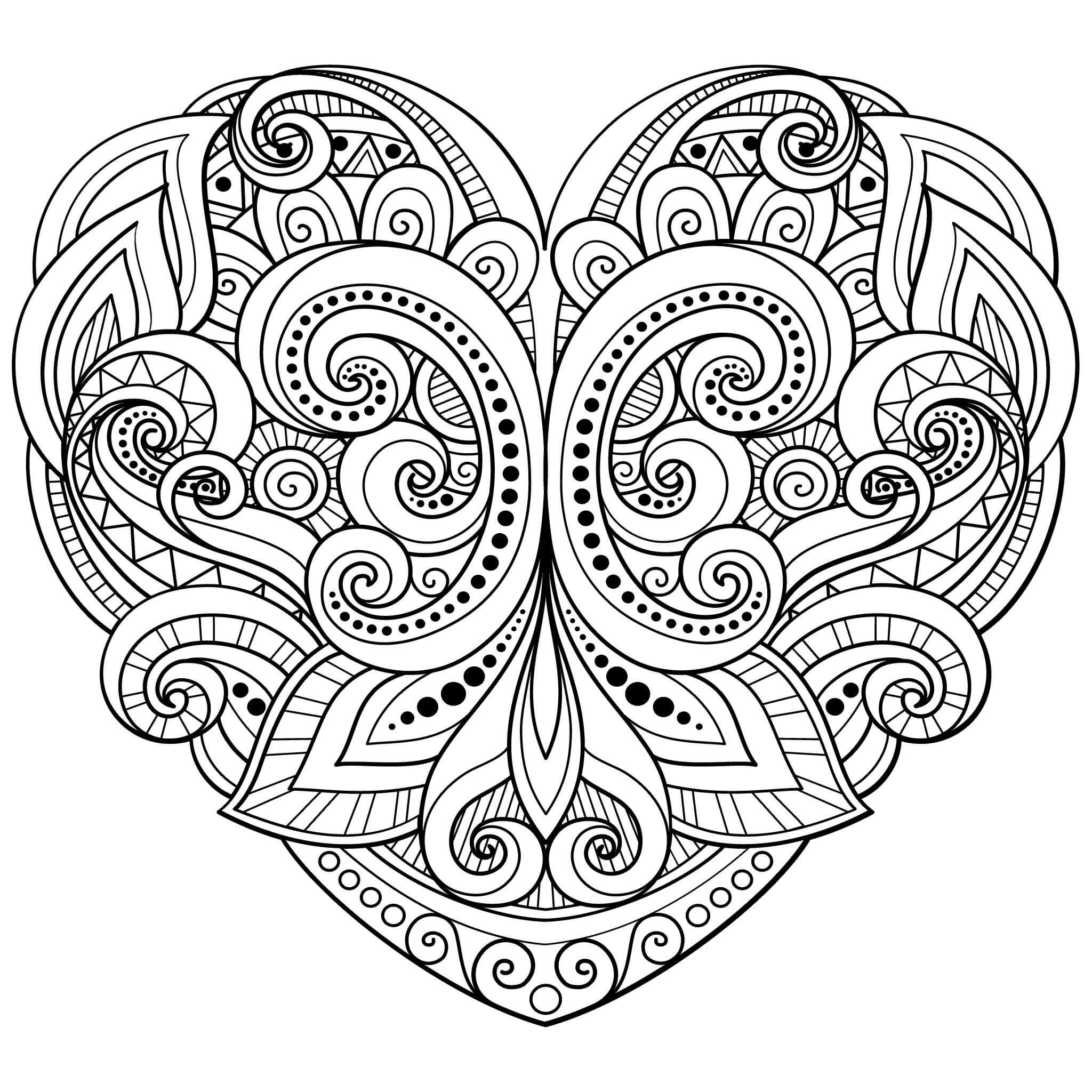 Dibujos de Mandala del Gran Corazón para colorear