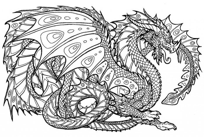 Dibujos de Mandalas Monstruo Dragón para colorear