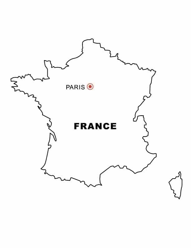 Mapa De Francia para colorir