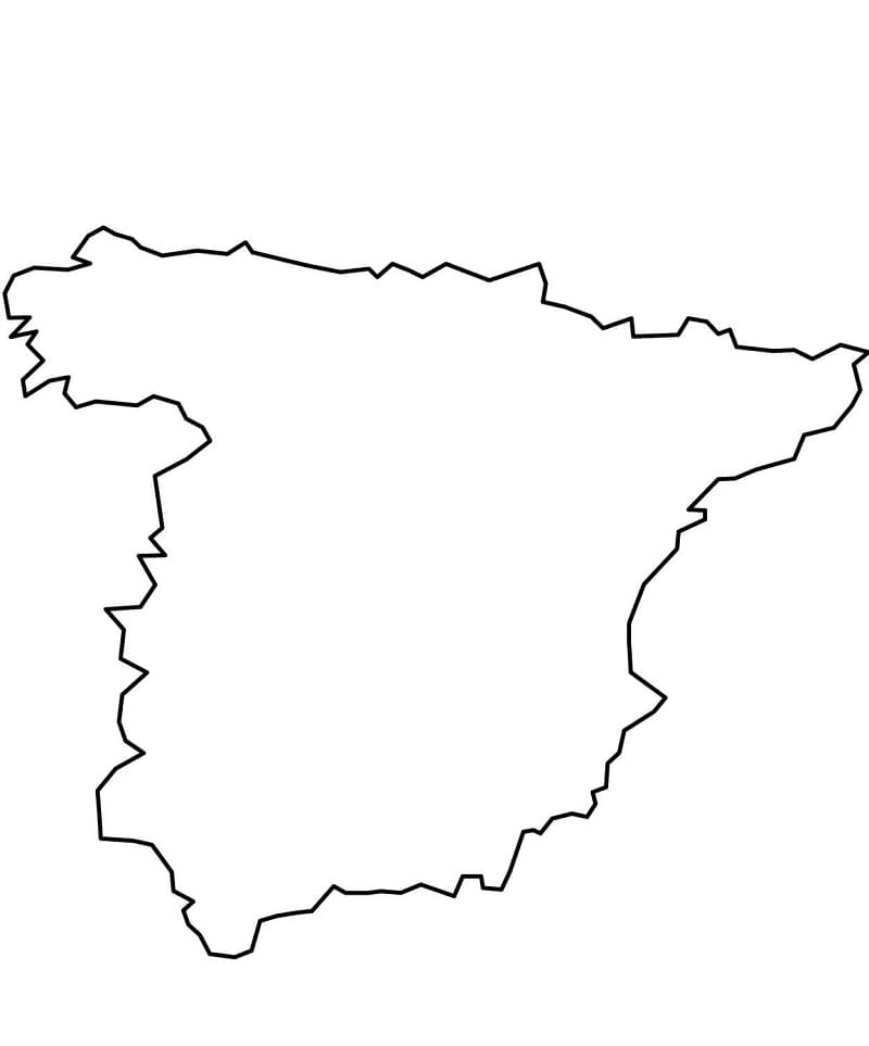 Mapa de Contorno de España para colorir