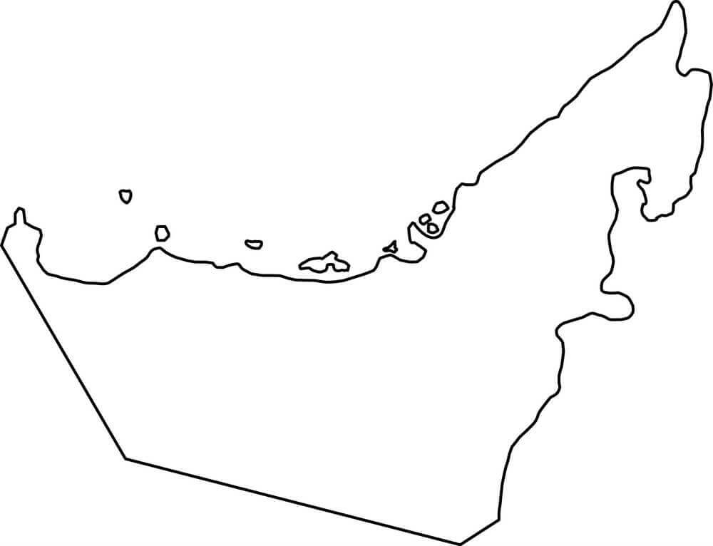Mapa de Contorno de los Emiratos Árabes Unidos para colorir