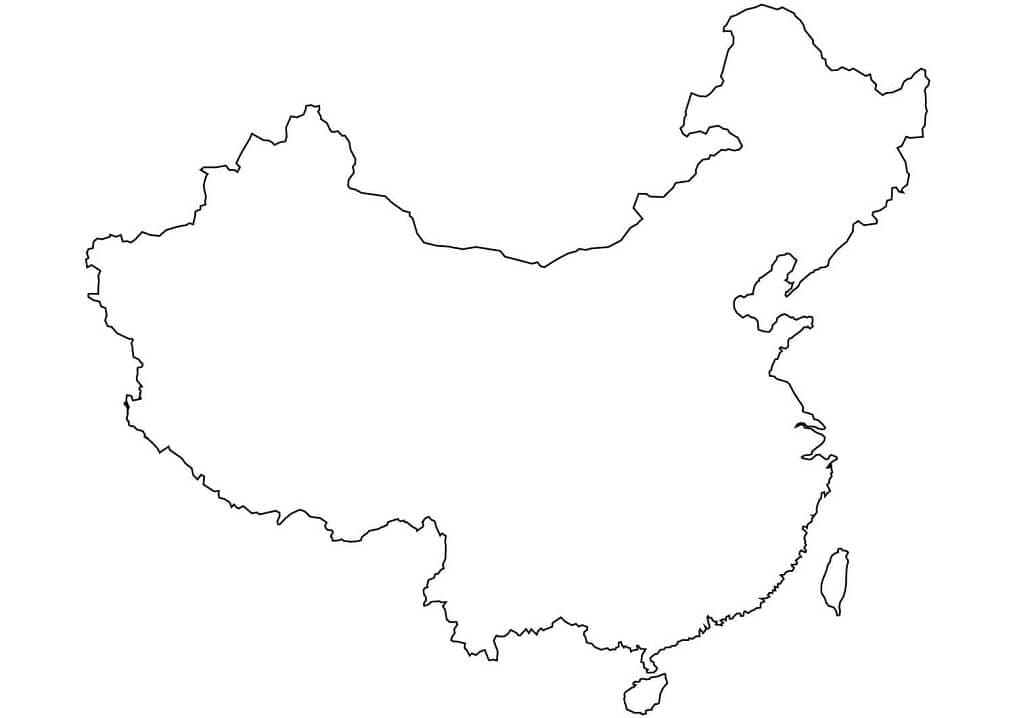 Dibujos de Mapa de Contorno en Blanco de China para colorear