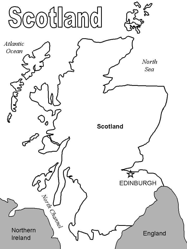 Dibujos de Mapa, de, Escocia para colorear
