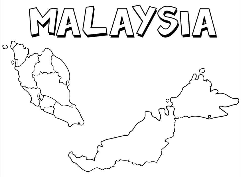 Mapa, de, Malasia para colorir