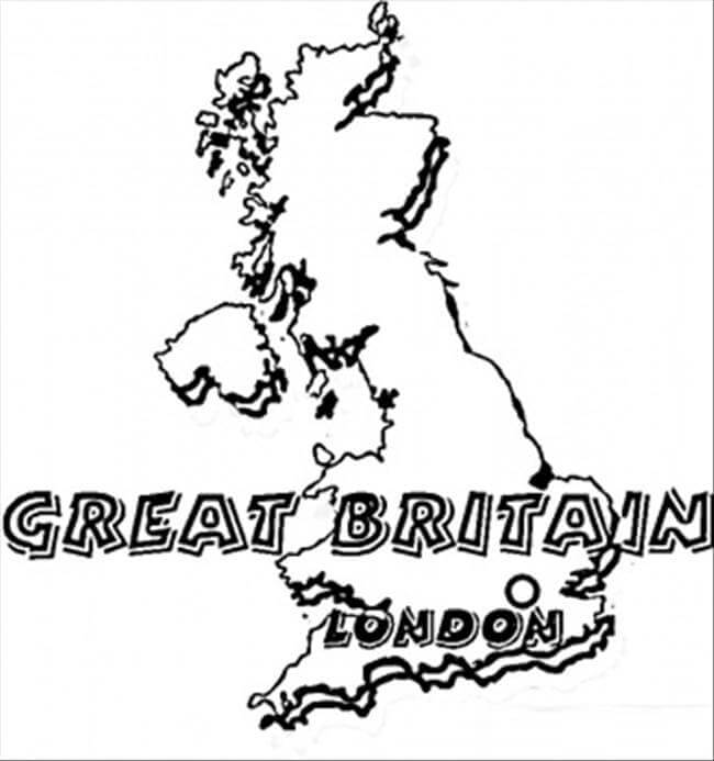 Dibujos de Mapa, de, Reino Unido para colorear