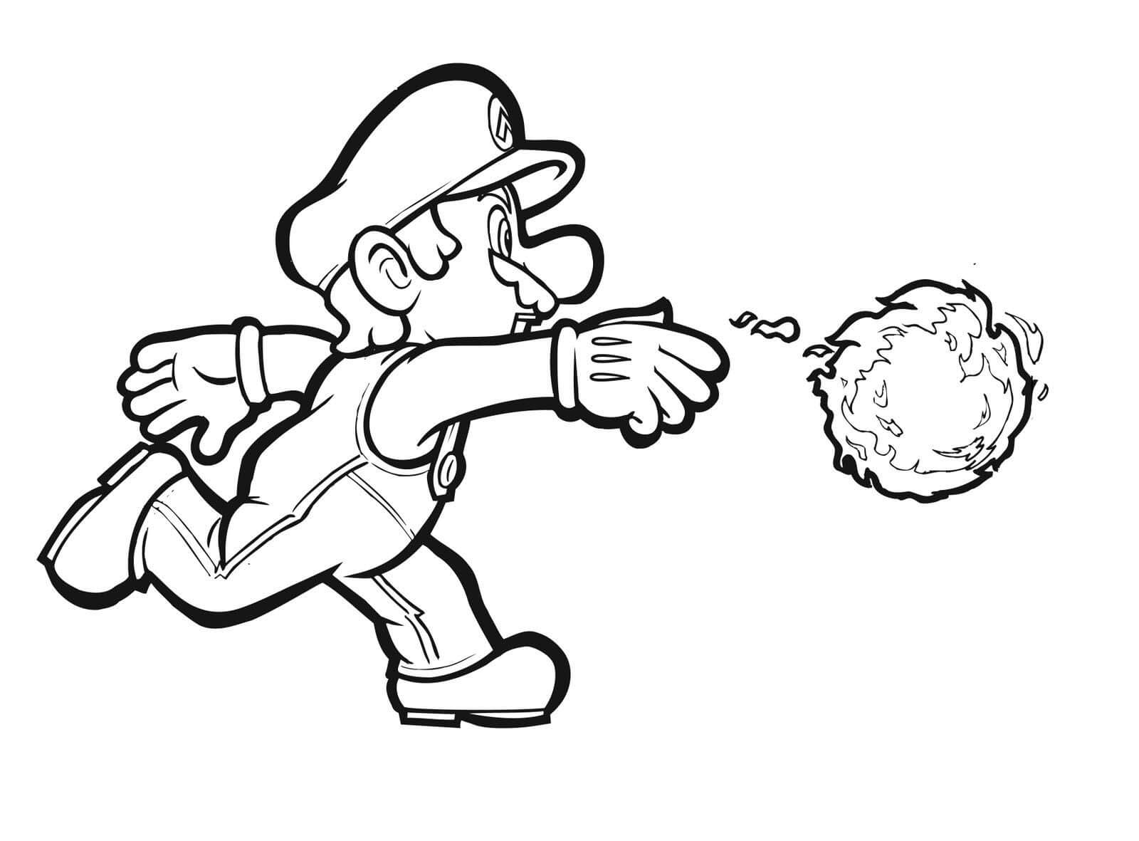 Mario Con Fuego para colorir