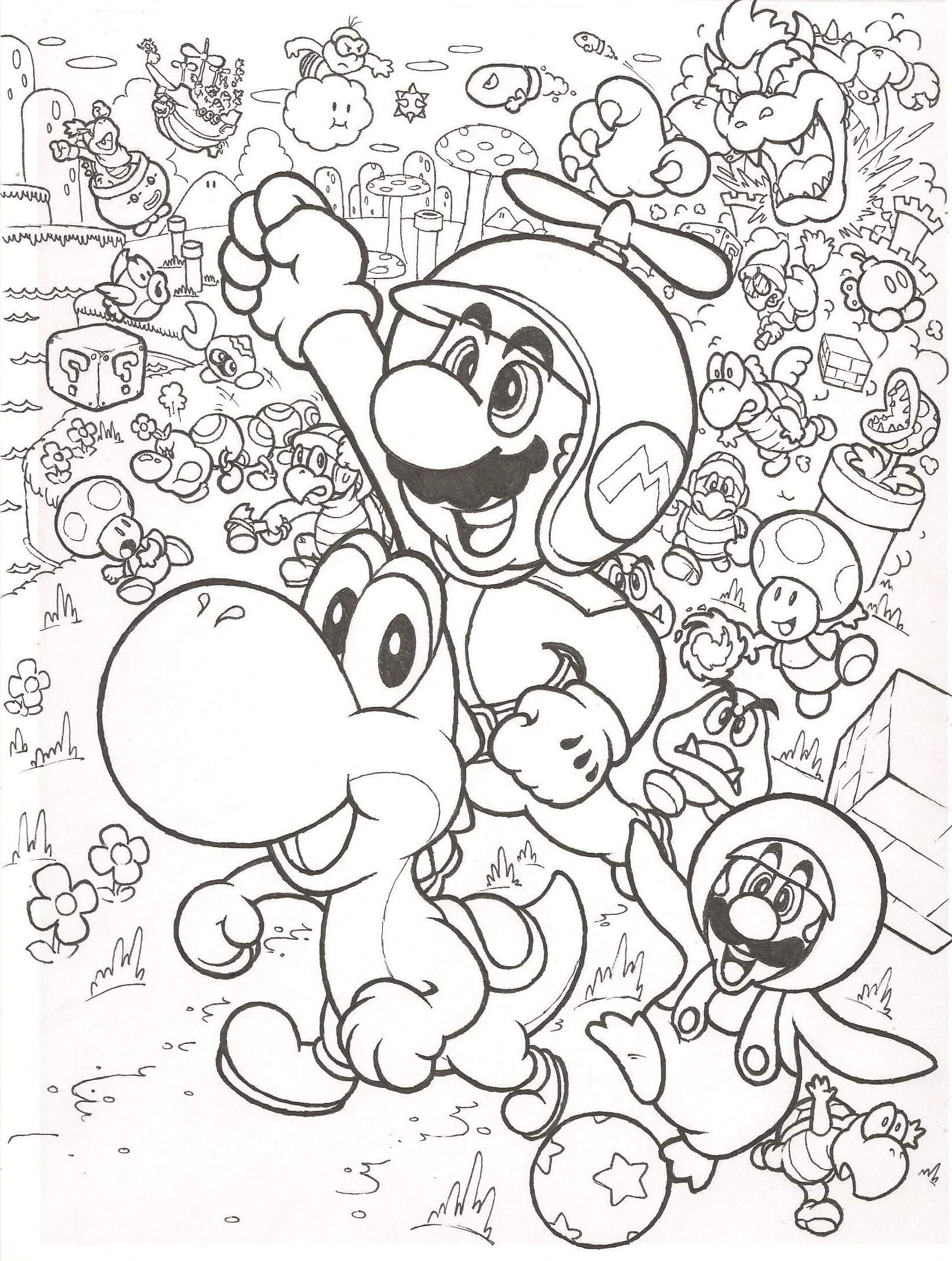 Dibujos de Mario Volando para colorear