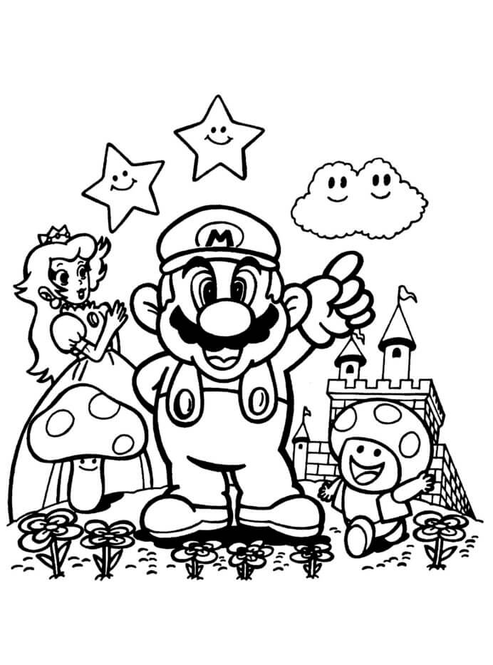 Mario Y Amigo para colorir