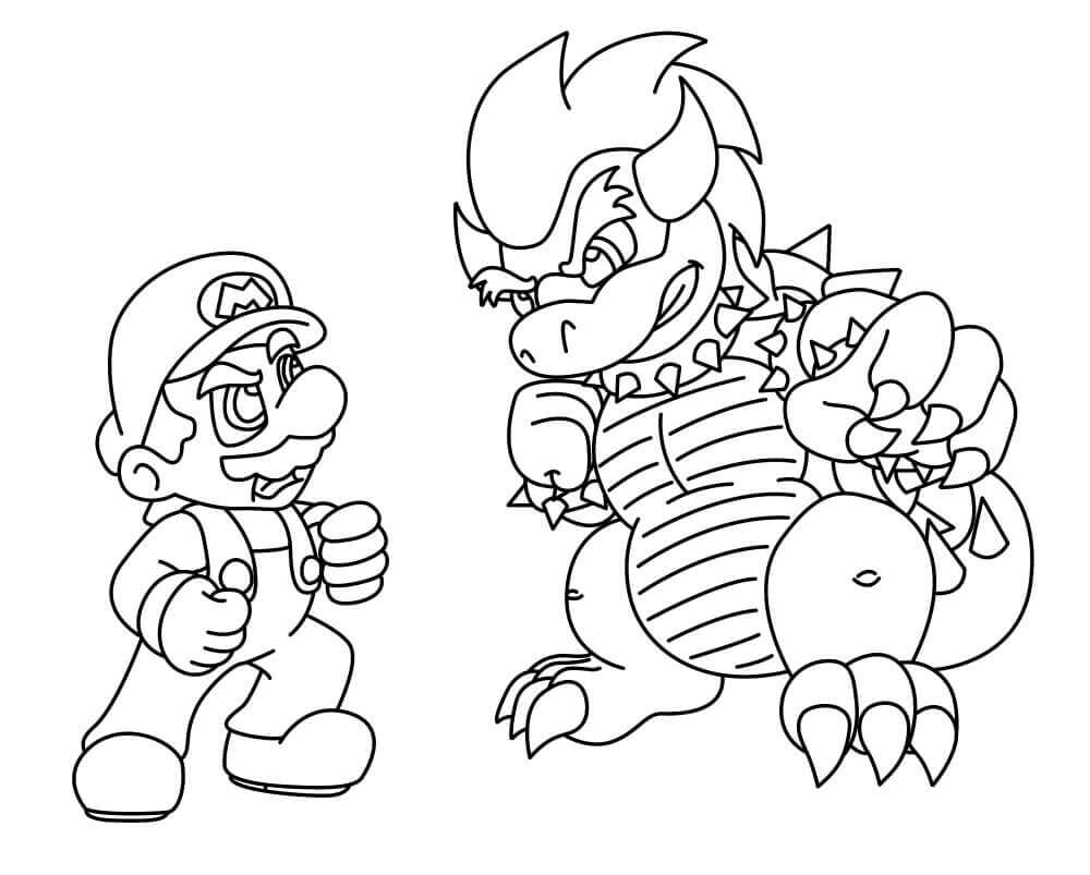 Mario vs. Bowser para colorir