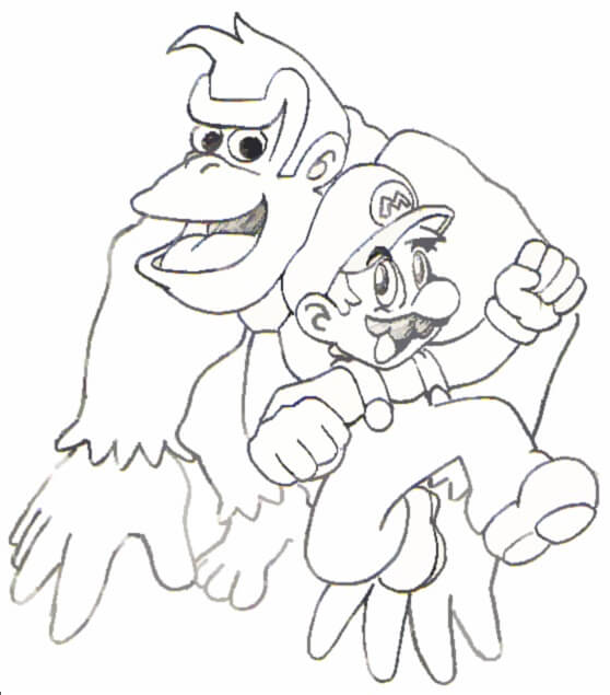 Mario y Donkey Kong para colorir