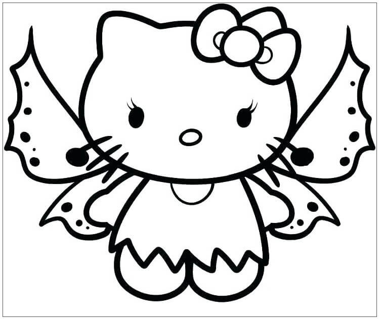 Mariposa Hello Kitty para colorir