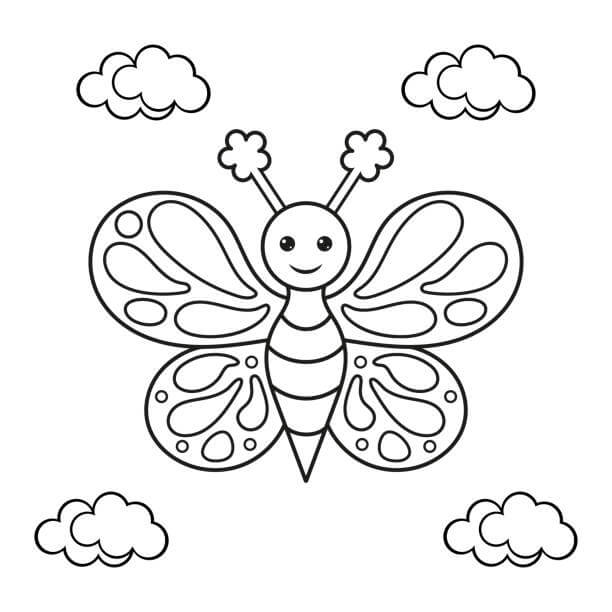 Dibujos de Mariposa de Dibujos Animados Volando para colorear