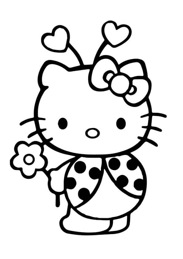 Mariquita Hello Kitty para colorir