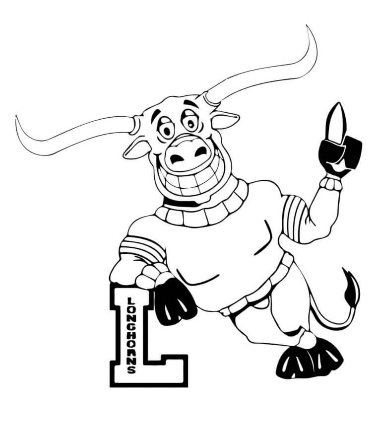 Mascota Del Equipo De La NFL Texas Longhorns para colorir