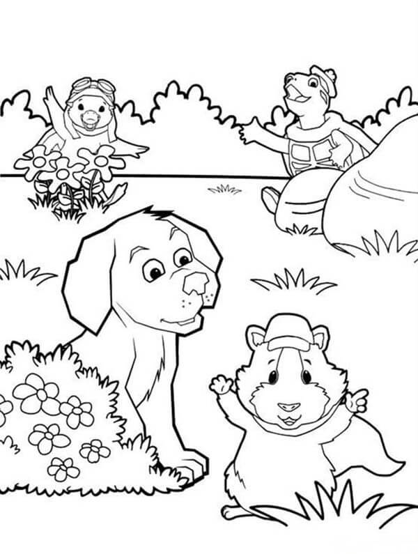 Dibujos de Mascotas Maravillosas y Perro Feliz para colorear