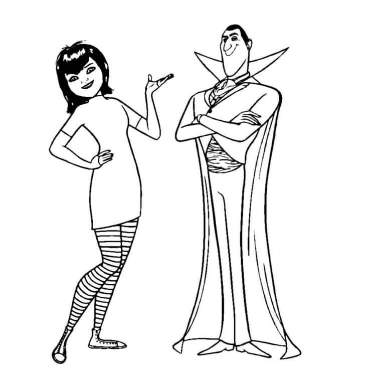 Dibujos de Mavis y Drácula para colorear