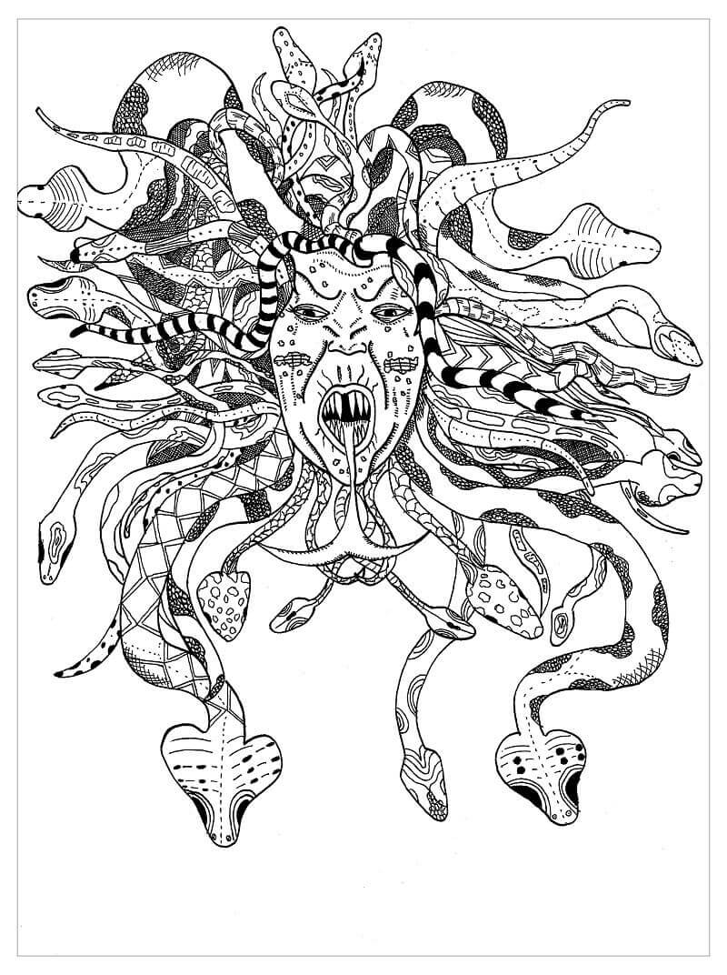 Dibujos de Medusa Espeluznante para colorear
