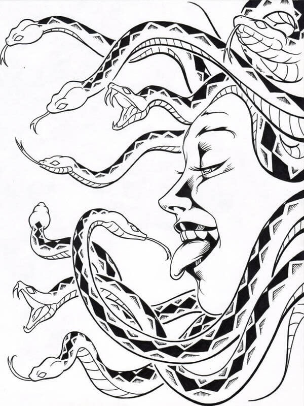 Dibujos de Medusa Sonriendo para colorear