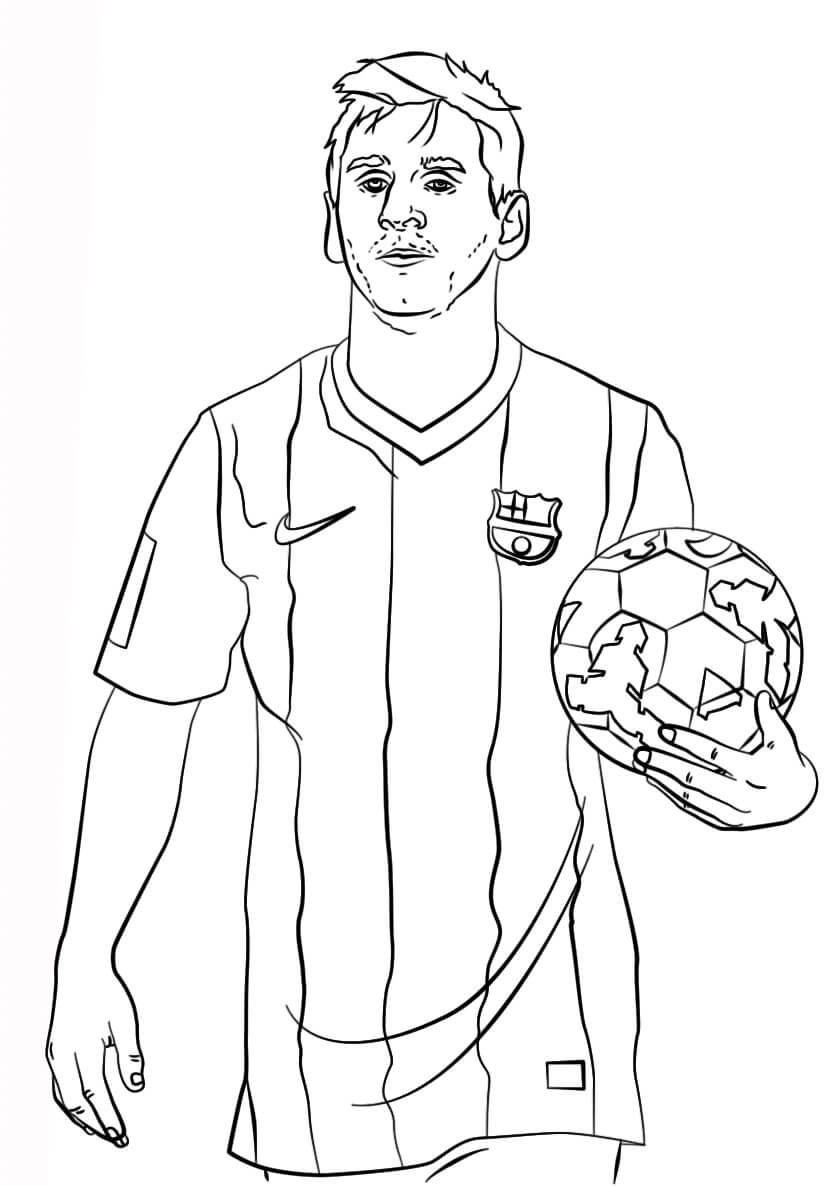 Messi Sosteniendo la Pelota para colorir