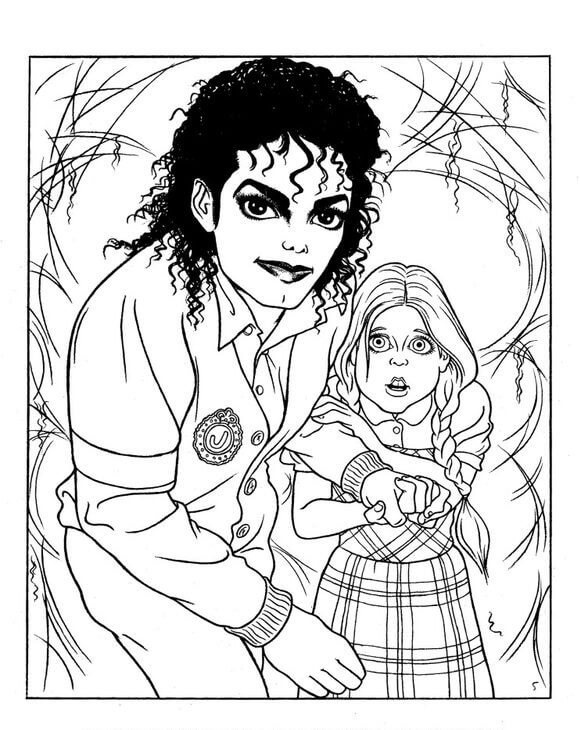 Dibujos de Michael Jackson y el Niño Pequeño para colorear