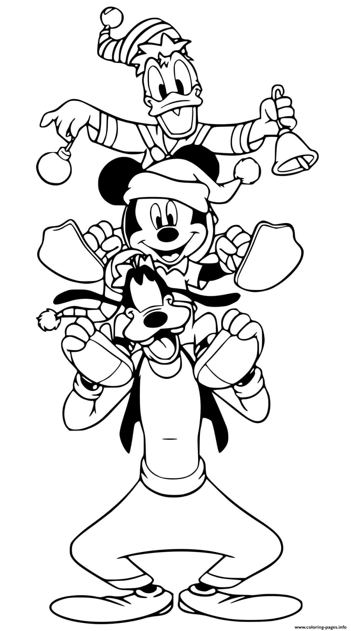 Dibujos de Mickey, Donald, Goofy Torre para colorear