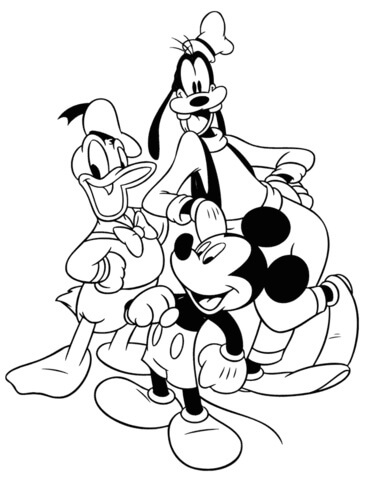 Mickey, Goofy Y Donald png para colorir