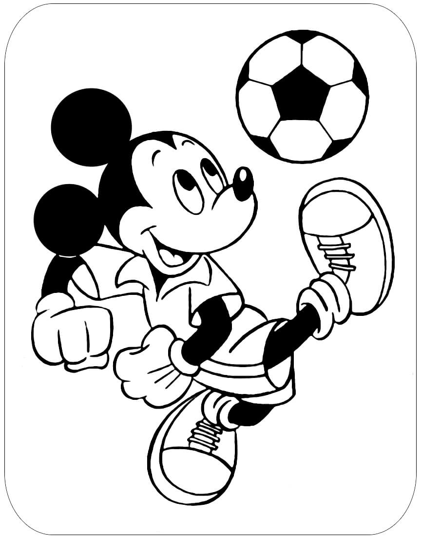 Mickey Mouse Jugando al Fútbol para colorir