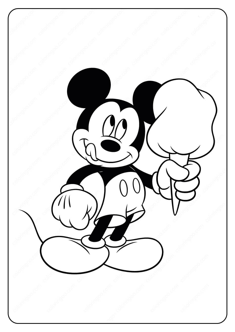 Dibujos de Mickey Mouse Sosteniendo Dulces para colorear
