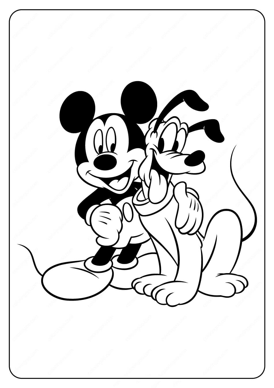Dibujos de Mickey Mouse y Plutón para colorear