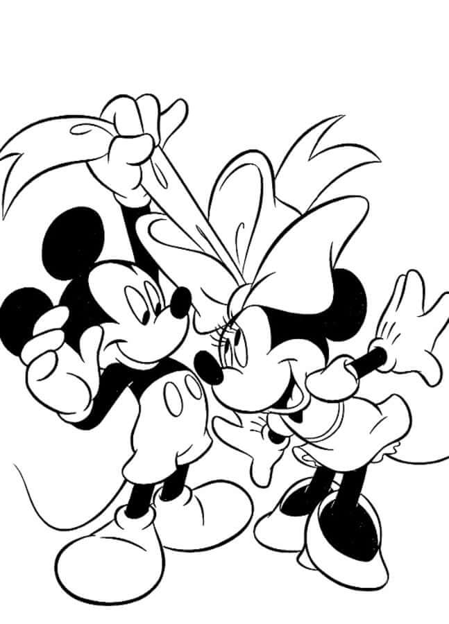 Mickey y Minnie Divertidos para colorir