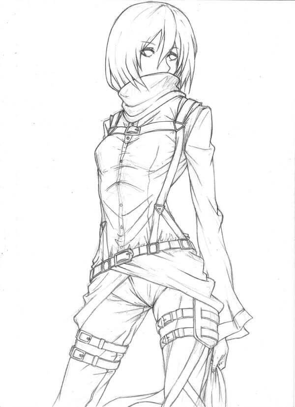 Dibujos de Mikasa Ackerman para colorear