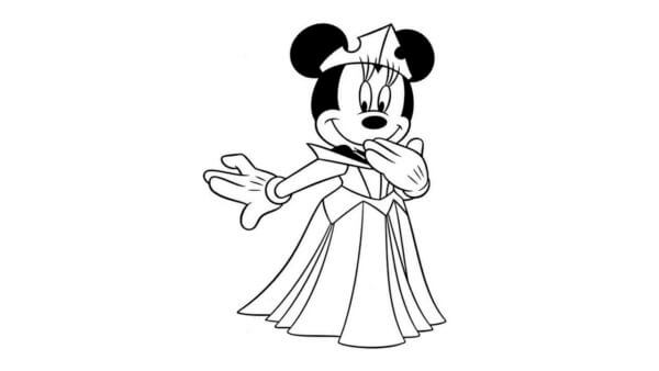 Dibujos de Minnie Mouse Con Un Vestido Lujoso para colorear