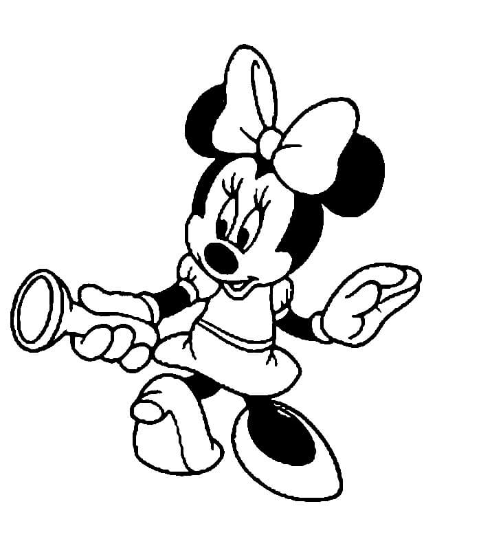 Dibujos de Minnie Mouse Sosteniendo una Linterna para colorear
