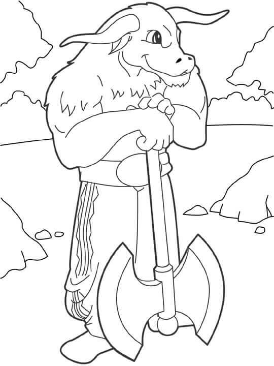 Minotauro con Hacha para colorir