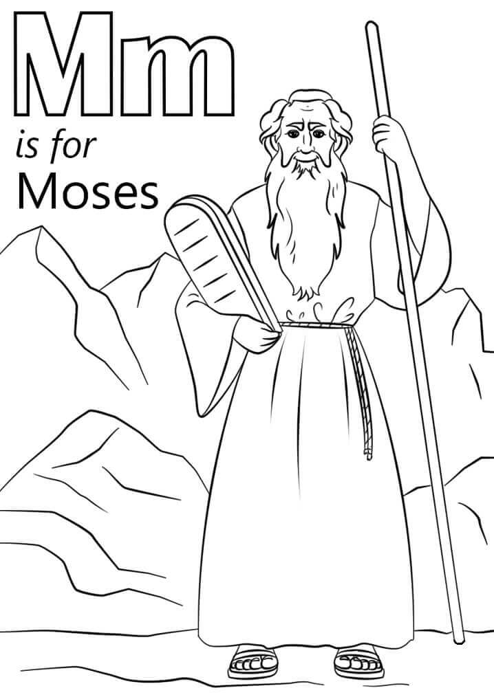 Dibujos de Moisés Letra M para colorear