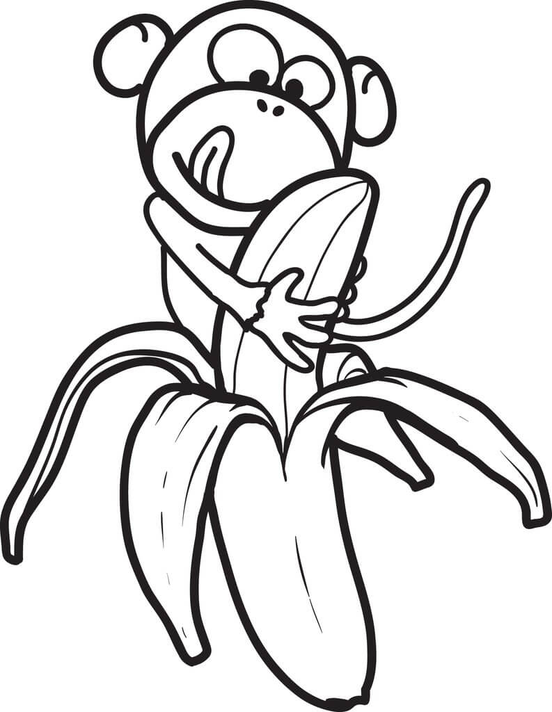 Mono Comiendo Banana para colorir