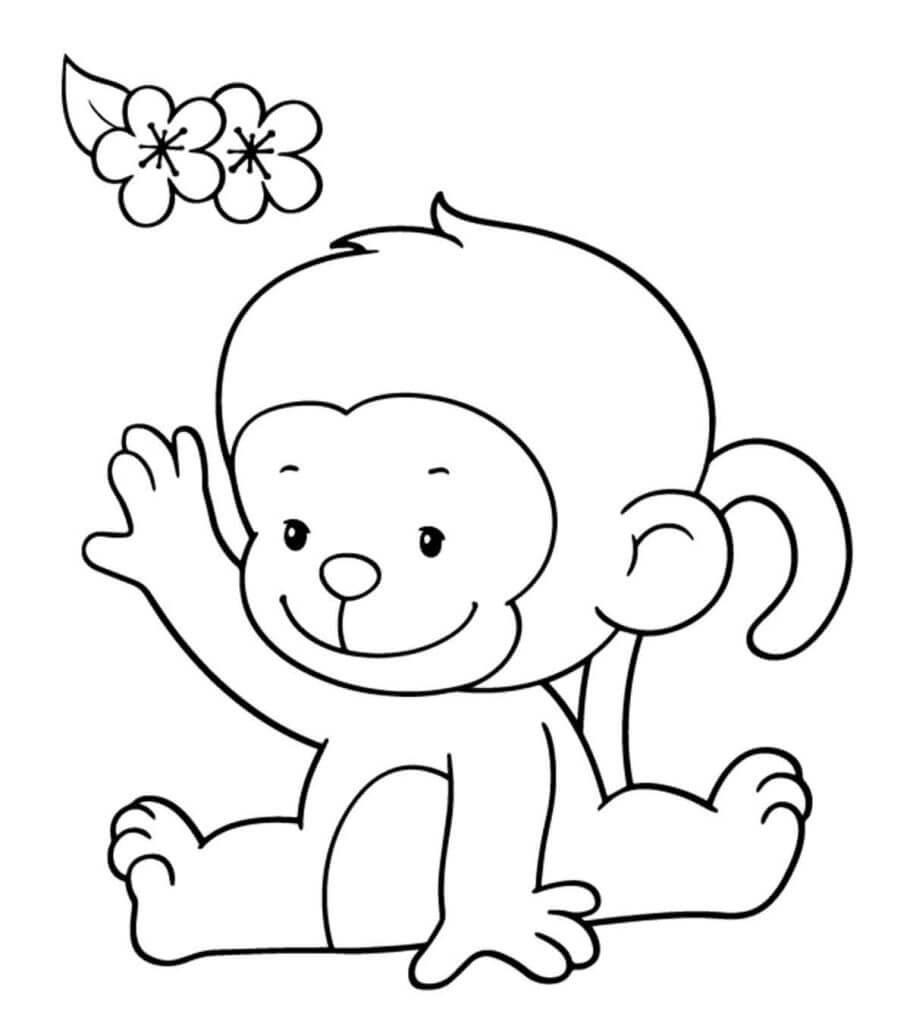 Mono y Flor para colorir