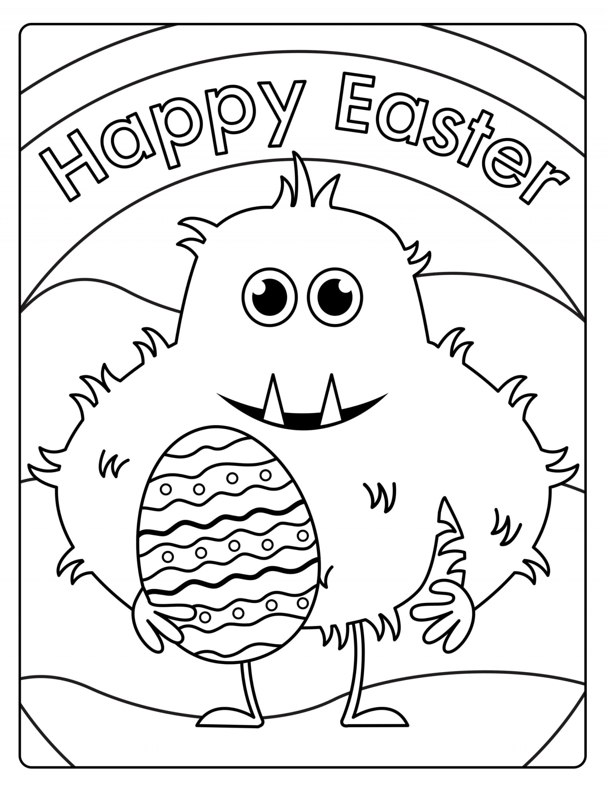 Dibujos de Monstruo con Huevo de Pascua para colorear