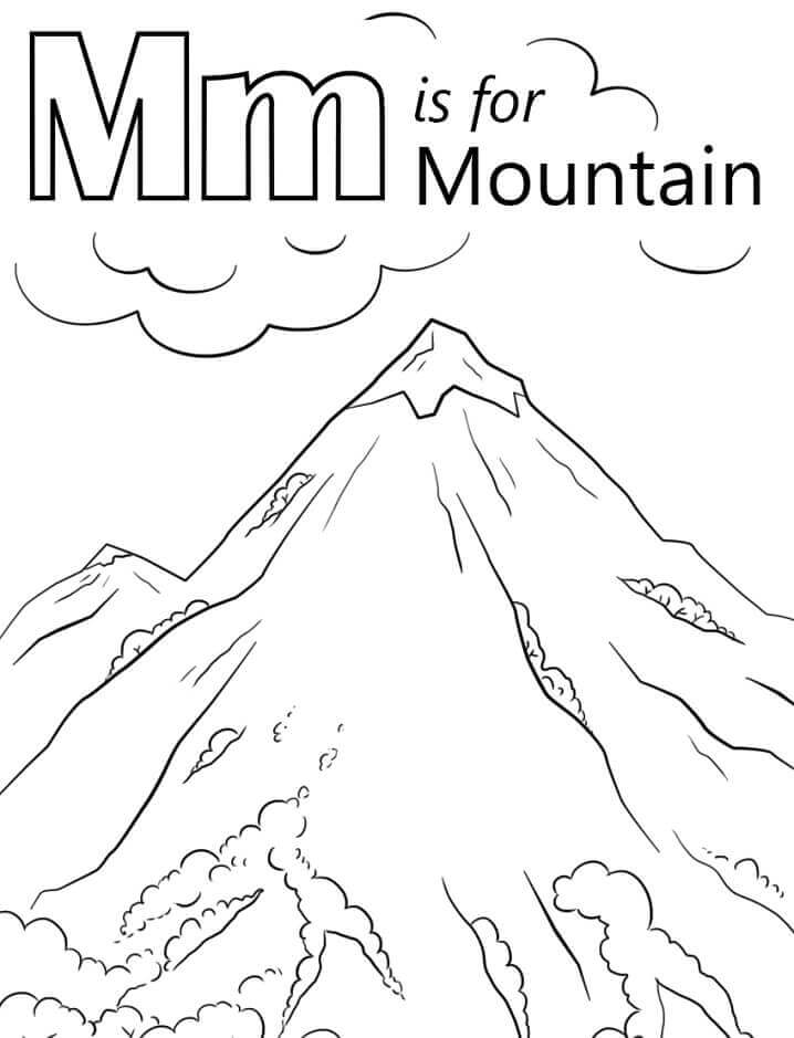 Dibujos de Montaña Letra M para colorear