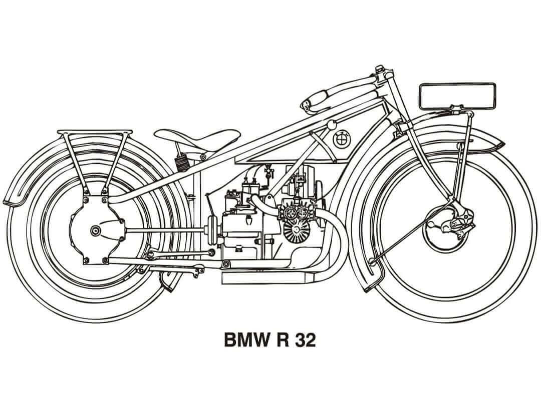 Dibujos de Motocicleta BMW R32 para colorear