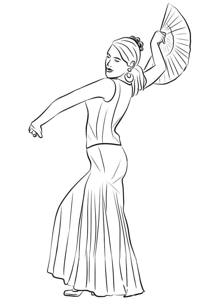 Dibujos de Mujer Española Bailando para colorear