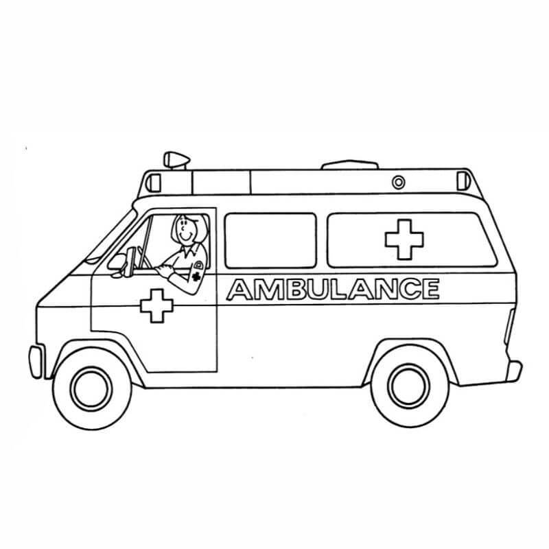 Dibujos de Mujer de Conducción Ambulancia para colorear