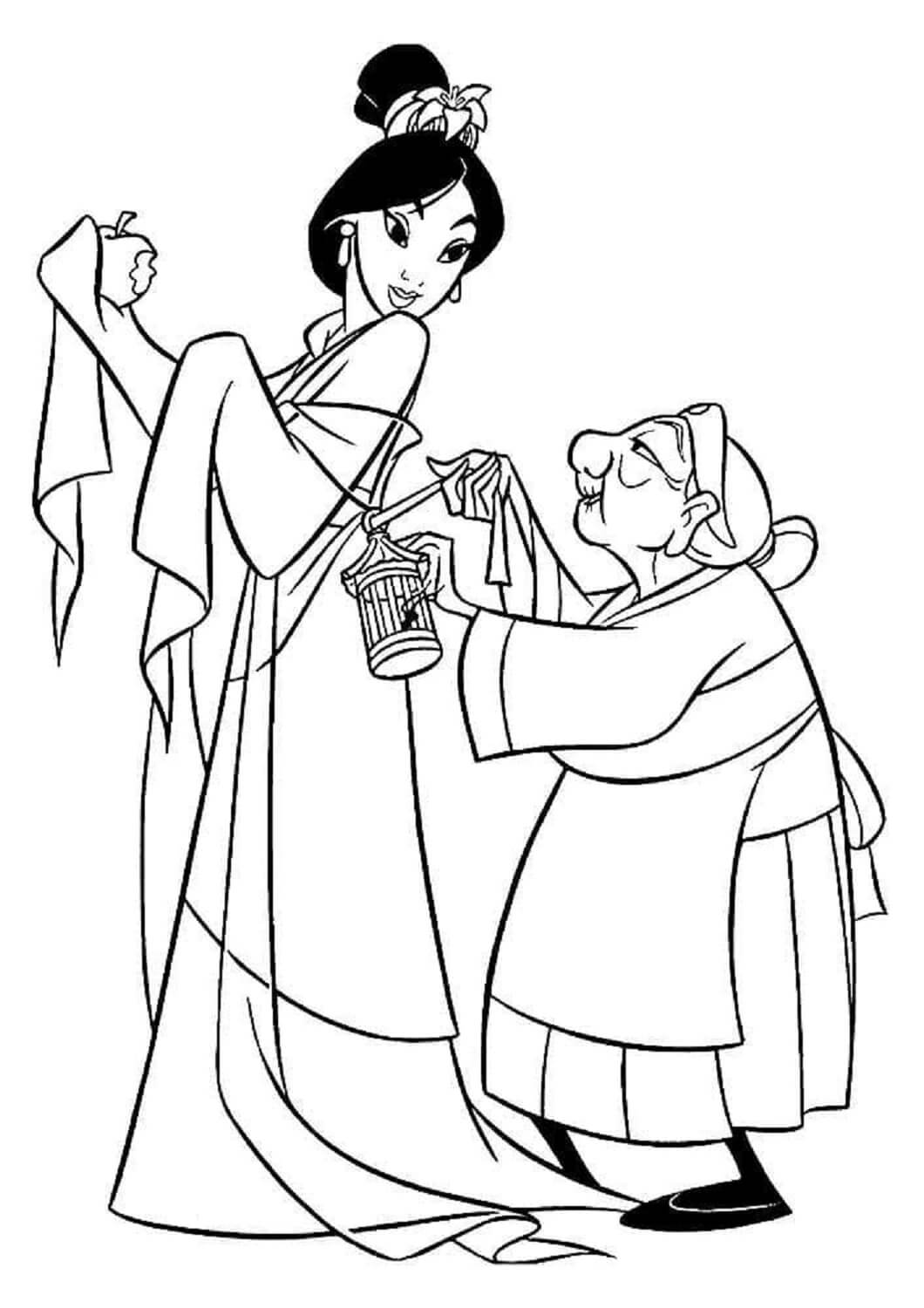 Dibujos de Mulan Y La Abuela Fa para colorear