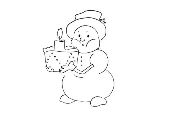 Dibujos de Muñeco de Nieve Esperando la Navidad para colorear