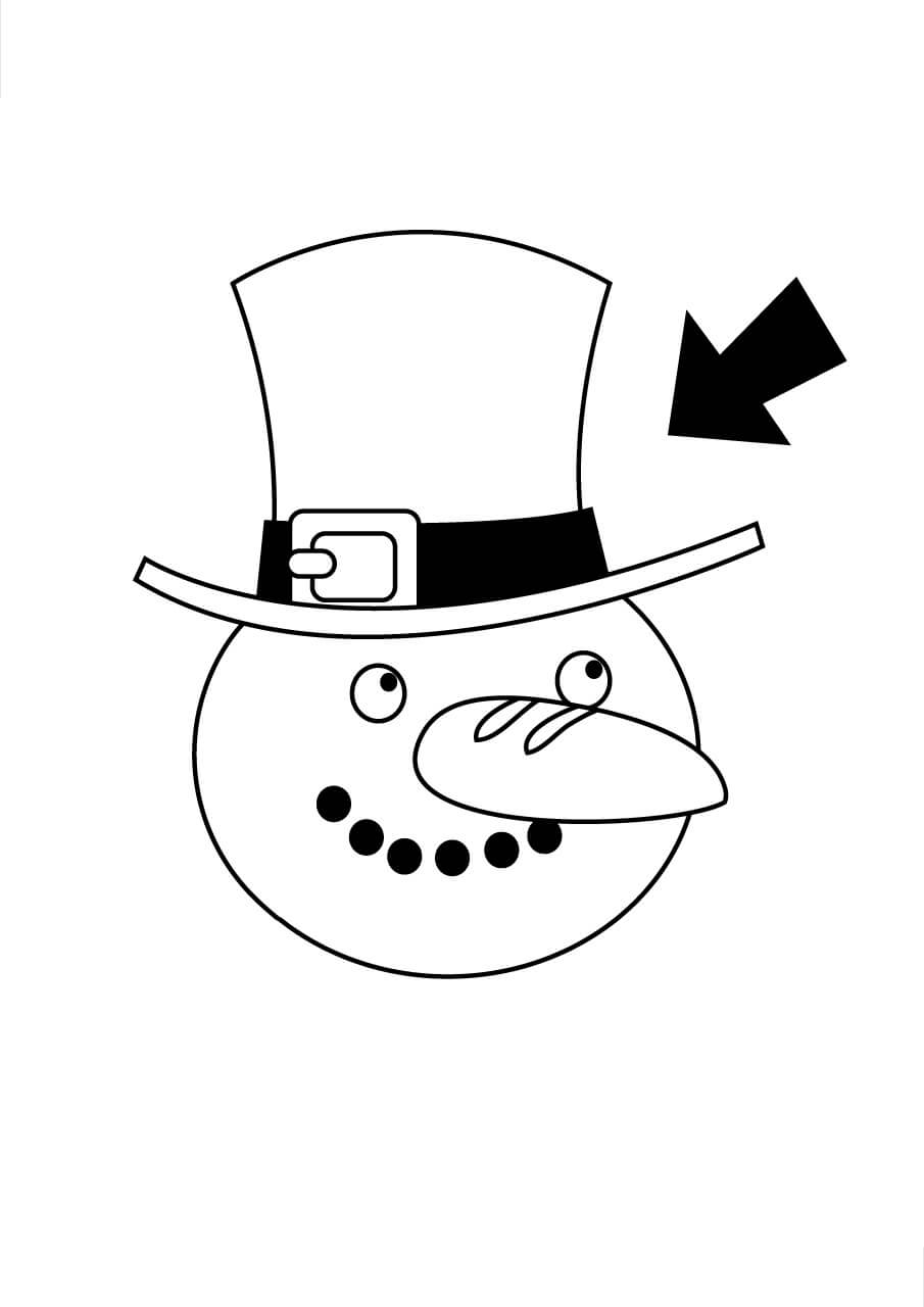 Dibujos de Muñeco de Nieve con Sombrero para colorear