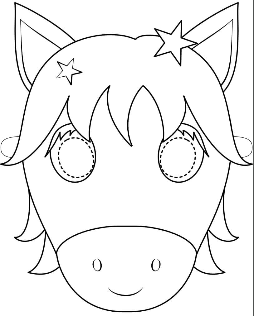 Máscara Básica de Unicornio para colorir