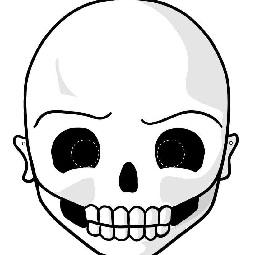 Máscara De Esqueleto para colorir