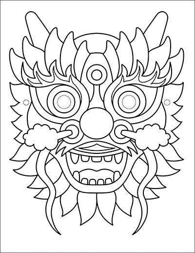 Dibujos de Máscara de Dragón Chino para colorear